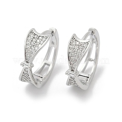 Серьги-кольца из латуни с прозрачным фианитом&nbsp;EJEW-Q016-01P