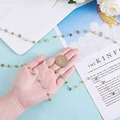 Цепочки из бисера с фишками из натурального зеленого авантюрина CHC-SZ0001-62I