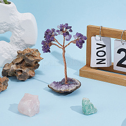 1 pièce de décoration d'arbre de vie en éclats d'améthyste naturelle&nbsp;DJEW-PA0001-02A