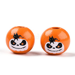 Тема Хэллоуина деревянные европейские бусы WOOD-N016-04B