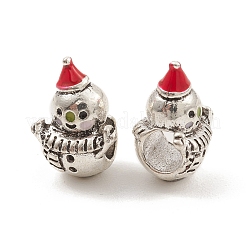 合金エナメルヨーロピアンビーズ  大穴ビーズ  クリスマス雪だるま  アンティークシルバー  14x10x8.5mm  穴：4.5mm&nbsp;PALLOY-I218-08AS