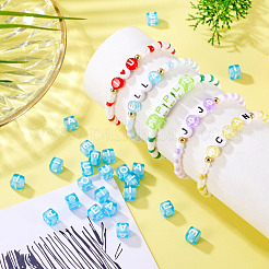 100шт 5 цвета прозрачные акриловые бусины&nbsp;TACR-TA0001-55B