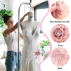 3d цветок органза полиэстер вышивка орнамент аксессуары&nbsp;PATC-WH0008-03C