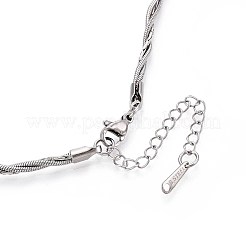 Ожерелья из витой круглой цепочки-змейки из нержавеющей стали 304 толщиной 2.5 мм и цепочки Boston Link NJEW-N058-15P
