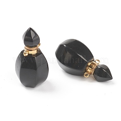 Facettierte natürliche schwarze Achat Anhänger&nbsp;G-H252-B02