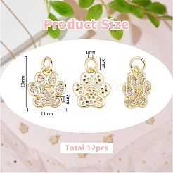 12pcs crémaillère en laiton micro pave breloques en zircone cubique&nbsp;ZIRC-HS0001-14