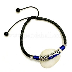 Мужские браслеты на лодыжку из плетеного шнура из искусственной кожи с синей эмалью и бусиной из сплава&nbsp;FS-WG1282E-04