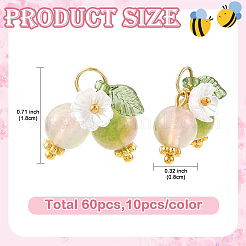 60 Stück 6-farbige Anhänger aus natürlichem malaysischem Jade und Acryl&nbsp;PALLOY-YW00170