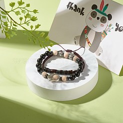 Set di braccialetti elastici per famiglia con codice morse&nbsp;BJEW-JB07352-04