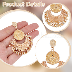 3 пара двухцветных серег-люстр в виде луны с цветком из сплава EJEW-AN0003-88