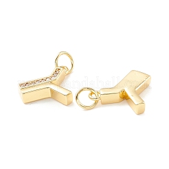 Colgantes de circonita cúbica transparente micro pavé de latón ecológico chapado en rack&nbsp;KK-D072-01G-Y-NR