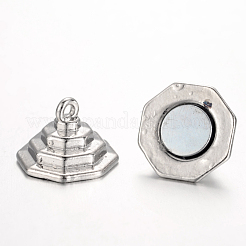 ループ付きバイコーン真鍮マグネットクラスプ  プラチナ  14.5x9.5mm  穴：1.5mm&nbsp;KK-I607-06A-P