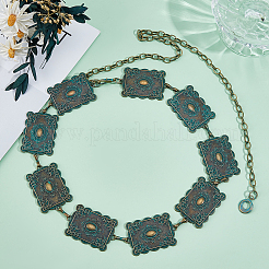 Женские ремни из цинкового сплава и железа с прямоугольными звеньями AJEW-WH0695-243