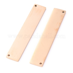 304ステンレスペンダント  レーザー切断  空白タグのスタンプ  長方形  ローズゴールド  36x7x1.1mm  穴：1mm&nbsp;STAS-O142-74RG