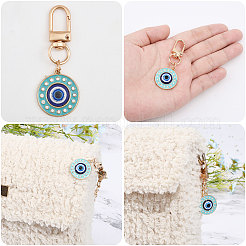 8 шт. 4 цвета круглые эмалевые подвески со стразами от сглаза HJEW-GL0001-09