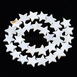 天然淡水シェルビーズ連売り  五芒  貝殻色  14x15~16x3mm  穴：0.8mm  約31個/連  14.96インチ（38cm）&nbsp;LS-SHEL-S278-01D-01