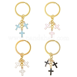 Schlüsselanhänger mit Kreuz aus Emaille&nbsp;KEYC-YW00212-01