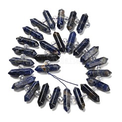 Нити бусин из натурального содалита с двойным окончанием G-H069-B18-01