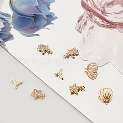 8 шт. 4 стиля океанская тематика латунные микро паве прозрачные кубические циркониевые подвески FIND-BBC0001-04