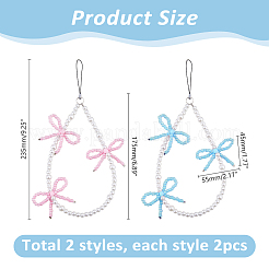 4 шт. 2-цветные пластиковые ремешки для мобильных телефонов с имитацией жемчуга&nbsp;AJEW-HS0001-24A