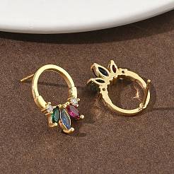 Boucles d'oreilles en laiton avec zircone cubique de micro pave&nbsp;EJEW-G452-01G