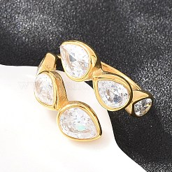 Manschettenringe aus Edelstahl 304 mit Zirkonia&nbsp;RJEW-F203-01G-01