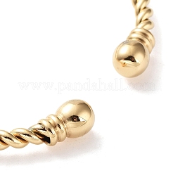 Браслеты-манжеты из нержавеющей стали 304 с двумя сферическими концами и витыми кольцами BJEW-P304-01A-G