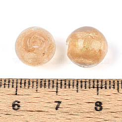 Бусины ручной работы золотой фольги стекла&nbsp;LAMP-C004-03G