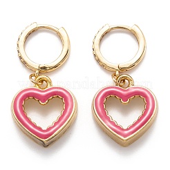 Orecchini a cerchio huggie in ottone micro chiaro pavé di zirconi&nbsp;EJEW-F264-27-G