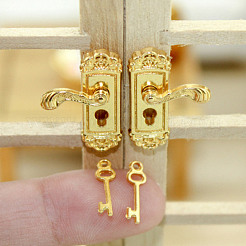 8 комплект из 6-х видов миниатюрных дверных замков из сплава и ключей AJEW-GO0001-73