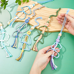 6 шт. 6-цветный цветочный поликоттоновый автомобильный фотоподвесной декор&nbsp;AJEW-FH0006-84