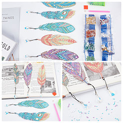 Signet de plumes bricolage avec kits de peinture au diamant pendentif&nbsp;DIY-WH0366-57