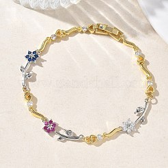 Messing-Gliederkettenarmbänder mit Mikropflaster und Zirkonia für Damen&nbsp;BJEW-C156-04B-03GP