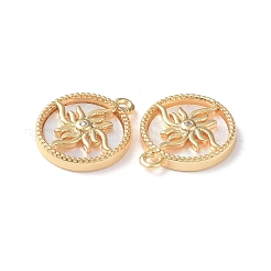 Плоские круглые подвески из латуни с микропаве из прозрачного кубического циркония&nbsp;KK-I702-30G