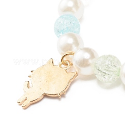 Bonbonfarbenes rundes elastisches Perlenarmband mit Emaille-Anhänger für Kinder&nbsp;BJEW-JB07637