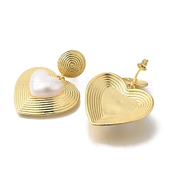 Серьги-гвоздики из латуни с покрытием в форме сердца EJEW-H016-11G