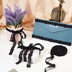 ポリエステル刺繍レーストリム  音符模様  ブラック  1/2~3/4インチ（13~19mm）  約10ヤード/ロール&nbsp;OCOR-WH0060-91A