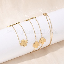 Длинные ожерелья из нержавеющей стали 304 с цепочкой из клевера NJEW-V001-01G