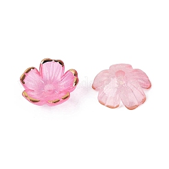 プラスチックビーズキャップ  5  - 花びらの花  ツートン  ゴールドライン入り  ピンク  10~11x10~11x4mm  穴：1.6mm  約2000個/袋&nbsp;KY-Q005-04A-04