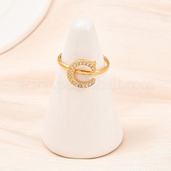 Открытые кольца-манжеты из нержавеющей стали 304 с микропаве из кубического циркония RJEW-D336-01G-05