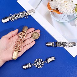 4 шт. 4 стиля прямоугольные зажимы для кардигана из цинкового сплава и железа со стразами&nbsp;AJEW-GF0010-43