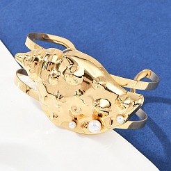 Браслеты-манжеты из нержавеющей стали 304 для женщин&nbsp;LS-BJEW-A049-04F-G