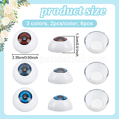 6 Stück halbrunde Acryl-Bastelaugen in 3 Farben&nbsp;DIY-NB0013-24B