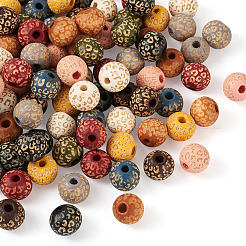 100pcs 10 couleurs de perles en bois naturel peintes&nbsp;WOOD-TA0001-59