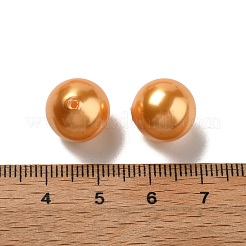 シェルパールビーズ  片穴ビーズ  洗練された  ラウンド  オレンジ  12mm  穴：1.5mm&nbsp;BSHE-L042-B08-01