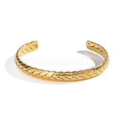 Brazaletes abiertos de acero inoxidable 304 con diseño de trigo para mujer&nbsp;ZT9046