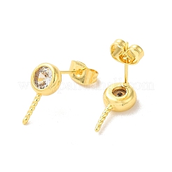 Серьги-гвоздики из латуни с микропаве из кубического циркония фурнитура EJEW-H128-02G