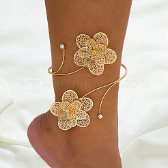 Женские браслеты на лодыжку из сплава с ажурными цветами и кристаллами.&nbsp;FS-WGF92CE-01