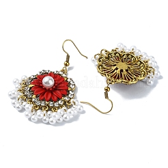 Овальный комплект украшений из абс-пластика с жемчугом и стразами SJEW-D011-01A-G