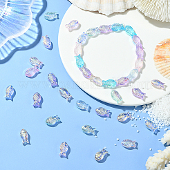 100шт. 5-х цветные стеклянные бусины ручной работы в виде рыбок GLAA-SC0002-80C